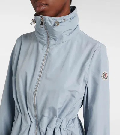 Moncler Enette Hooded Short Parka Jacket In Blue