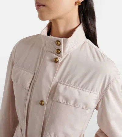 Moncler Maitake Leather-trimmed Jacket In Neutral