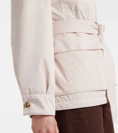 Moncler Maitake Leather-trimmed Jacket In Neutral