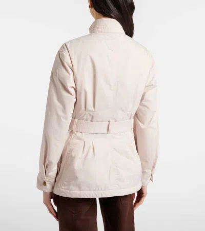 Moncler Maitake Leather-trimmed Jacket In Neutral