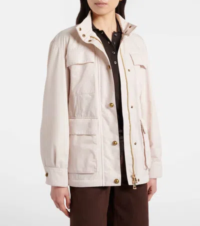 Moncler Maitake Leather-trimmed Jacket In Neutral
