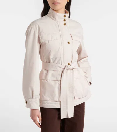 Moncler Maitake Leather-trimmed Jacket In Neutral