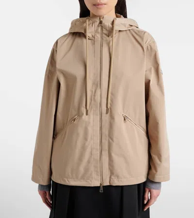Moncler Cassiopea Hooded Polyester Jacket Drawstring Pockets In Nude