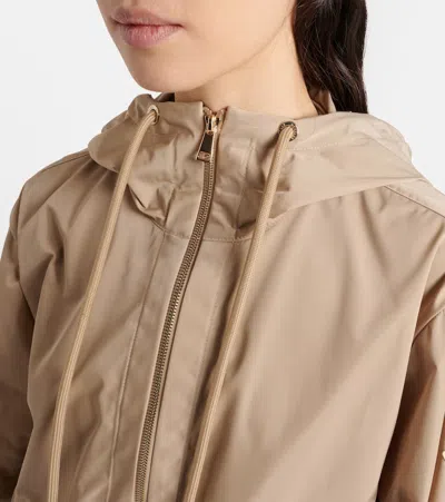 Moncler Cassiopea Hooded Polyester Jacket Drawstring Pockets In Nude