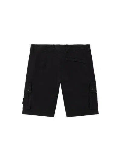 Stone Island Old Effect Cotton Cargo Bermuda Shorts Clothing In Black