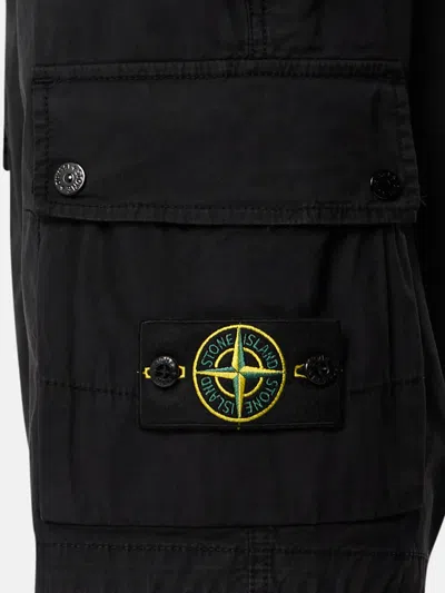 Stone Island Old Effect Cotton Cargo Bermuda Shorts Clothing In Black