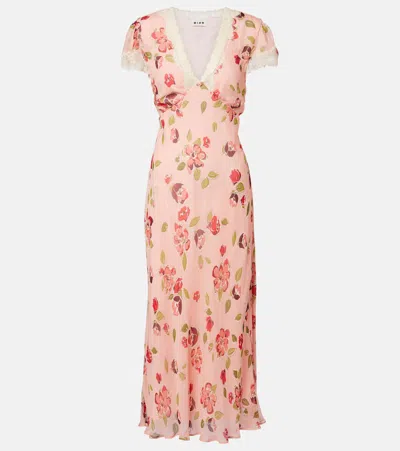Rixo London Womens Kimmie Floral Pink Clarice Floral-print Chiffon Midi Dress In Multi