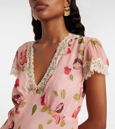 Rixo London Womens Kimmie Floral Pink Clarice Floral-print Chiffon Midi Dress In Multi