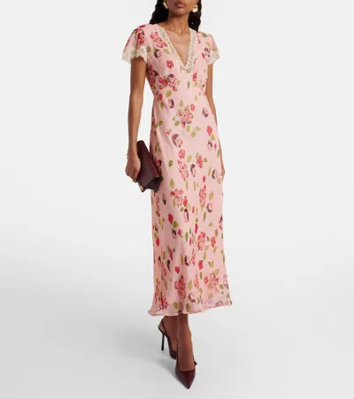 Rixo London Womens Kimmie Floral Pink Clarice Floral-print Chiffon Midi Dress In Multi