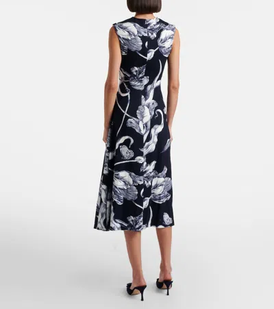 Erdem Floral-print Draped Sleeveless Midi Dress In Green