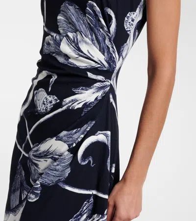 Erdem Floral-print Draped Sleeveless Midi Dress In Green