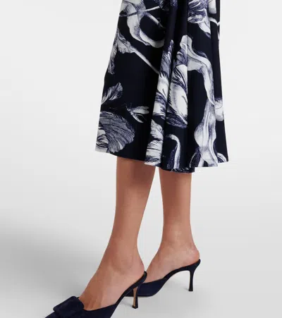 Erdem Floral-print Draped Sleeveless Midi Dress In Green