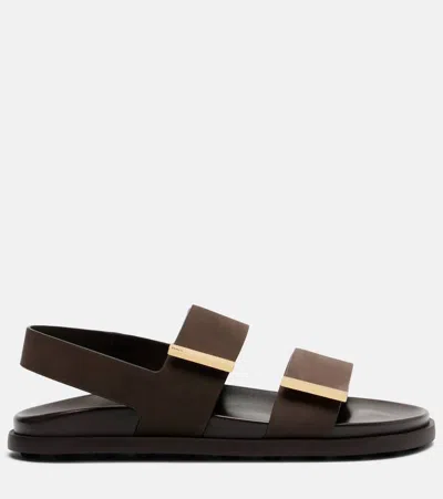 Tod's Leather Slingback Sandals Open Toe Design In Brown