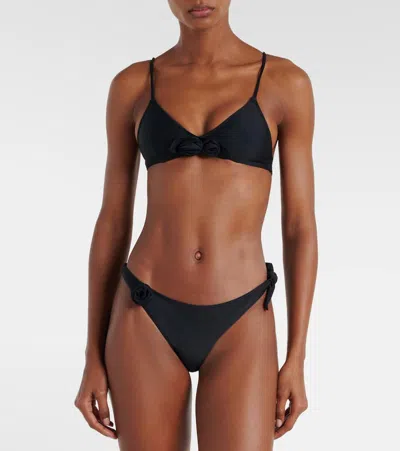 Coperni Floral Bikini Top Bow Side Ties In Black