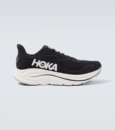 Hoka Clifton 10 Rubber-trimmed Jacquard Running Sneakers In Black