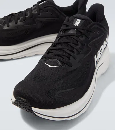 Hoka Clifton 10 Rubber-trimmed Jacquard Running Sneakers In Black