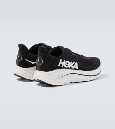 Hoka Clifton 10 Rubber-trimmed Jacquard Running Sneakers In Black