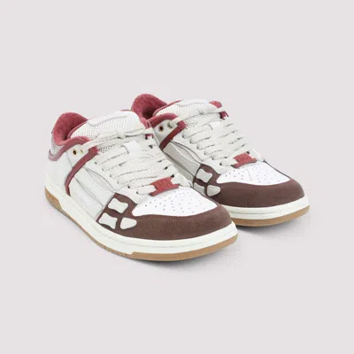 Amiri Brown Xl Skel Top Low Cow Leather Sneakers In Multi