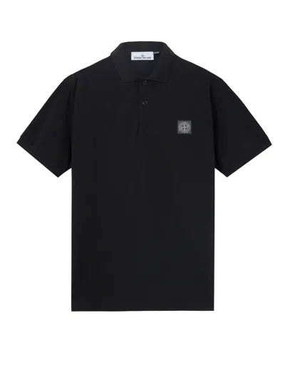 Stone Island Mens Black Brand-patch Regular-fit Stretch-cotton Polo Shirt Xl In Black