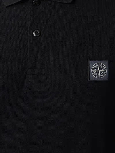 Stone Island Mens Black Brand-patch Regular-fit Stretch-cotton Polo Shirt Xl In Black