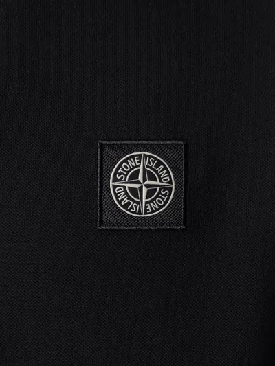 Stone Island Mens Black Brand-patch Regular-fit Stretch-cotton Polo Shirt Xl In Black