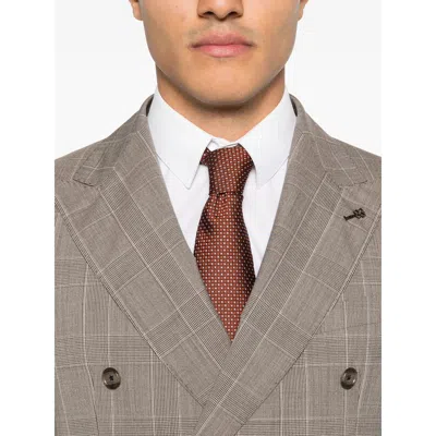 Tagliatore Double-breasted Check-pattern Suit In Gray