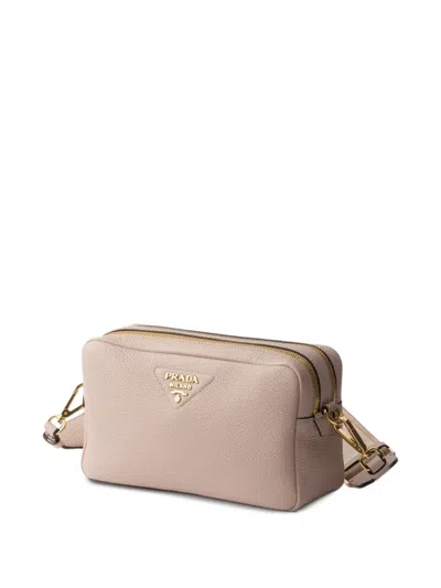 Prada Small Leather Shoulder Bag In Neutral