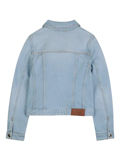 Chloé Buttoned Cotton Jacket In Blue