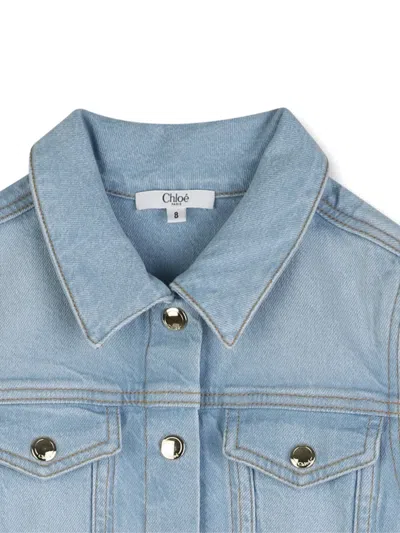 Chloé Buttoned Cotton Jacket In Blue