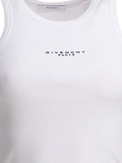 Givenchy White Sleeveless Top With Logo Lettering On The Front In Cotton Stretch Woman In White
