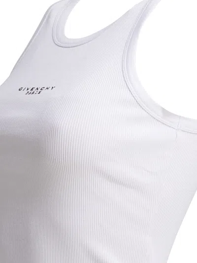 Givenchy White Sleeveless Top With Logo Lettering On The Front In Cotton Stretch Woman In White
