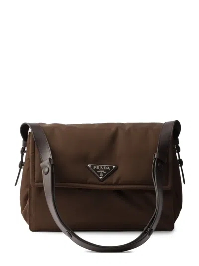 Prada Medium Re-nylon Traveller Shoulder Bag In Brown