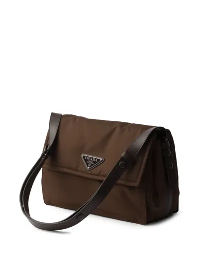Prada Medium Re-nylon Traveller Shoulder Bag In Brown