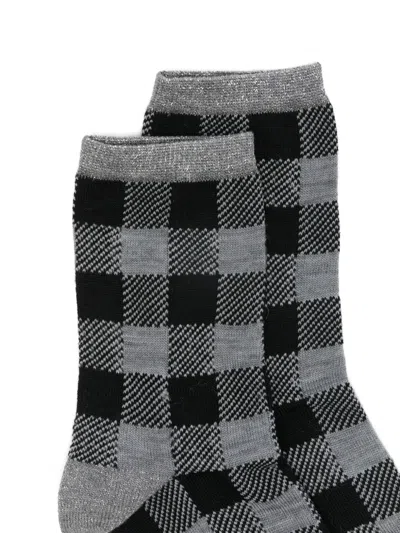 Alto Checked Socks In Gray