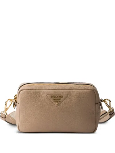 Prada Small Leather Shoulder Bag In Brown