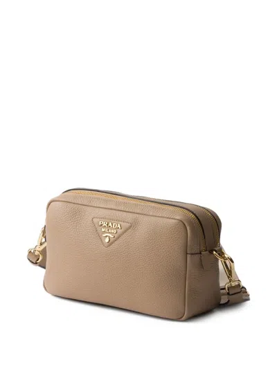 Prada Small Leather Shoulder Bag In Brown