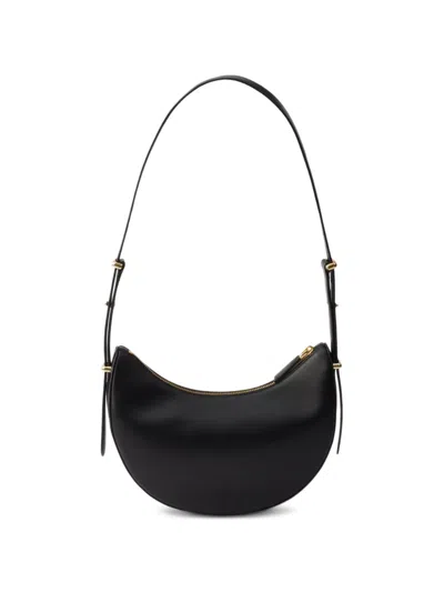 Prada Leather Shoulder Bag Curved Shape Strap In Black