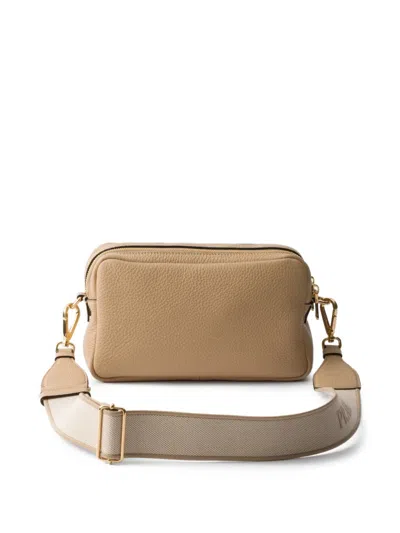 Prada Small Leather Shoulder Bag In Neutral