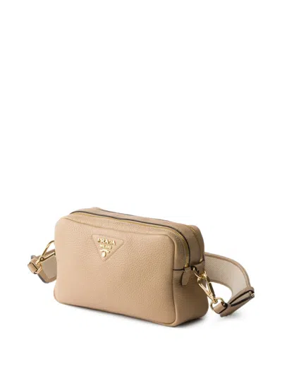 Prada Small Leather Shoulder Bag In Neutral