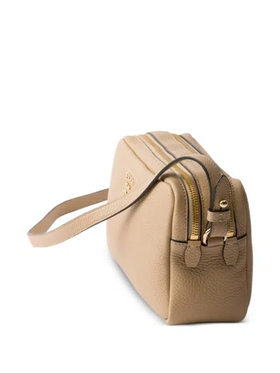 Prada Small Leather Shoulder Bag In Neutral
