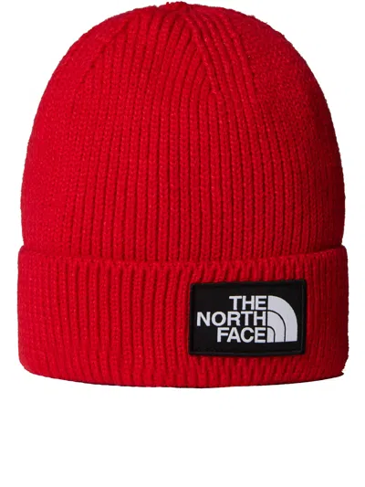 The North Face Unisex Logo Box Cuffed Beanie In Red In Red
