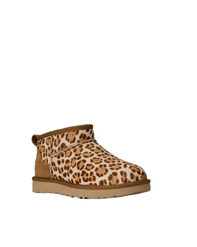 Ugg Stivaletto Donna Classic Ultra Mini Felicity Leopard Jasmine In Brown