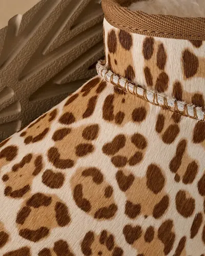 Ugg Stivaletto Donna Classic Ultra Mini Felicity Leopard Jasmine In Brown