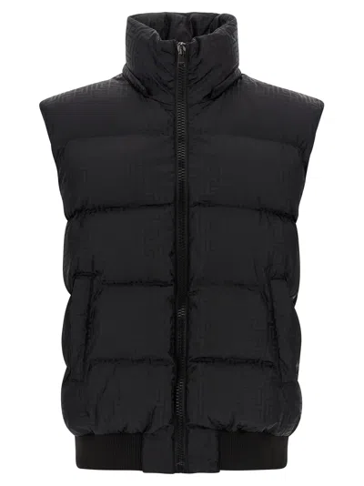 Balmain Monogram Pb Labirinto Down Jacket In Black
