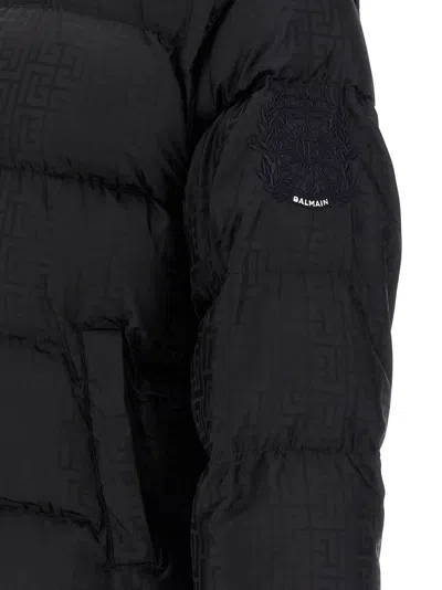 Balmain Monogram Pb Labirinto Down Jacket In Black