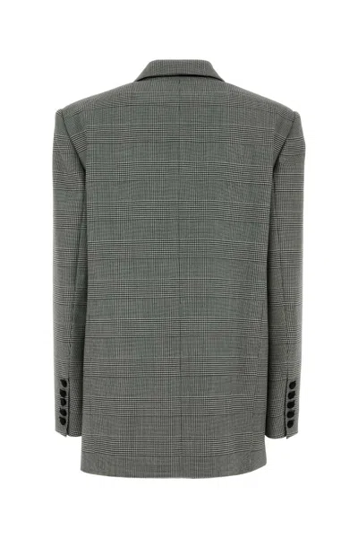 Balmain Wool Blend Blazer Check Buttons Lapels Shoulders In Multi