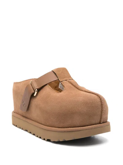 Ugg Caramel Suede Goldenstar Slippers In Brown