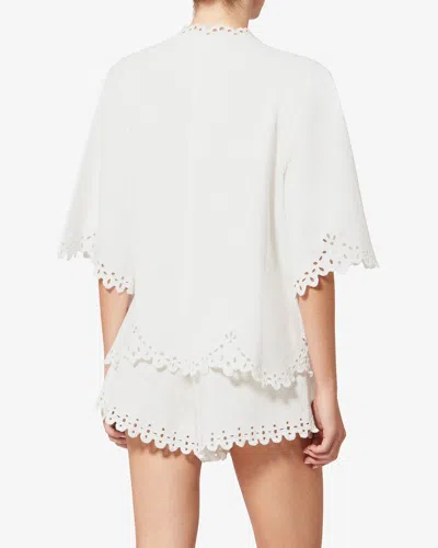 Isabel Marant Étoile Blusa Bianca A Maniche Corte Con Scollo A V E Orlo Smerlato Marant Etoile In White