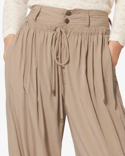 Isabel Marant Inaya High Waist Gathered Straight Leg Pants In Brown