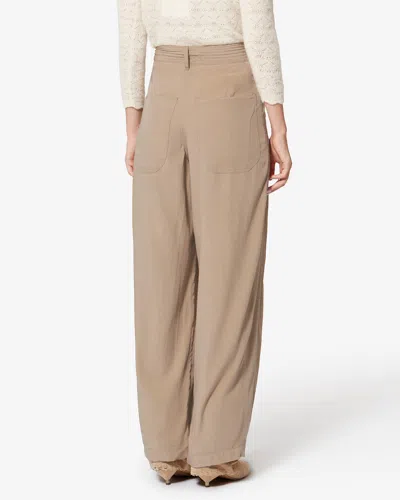 Isabel Marant Inaya High Waist Gathered Straight Leg Pants In Brown